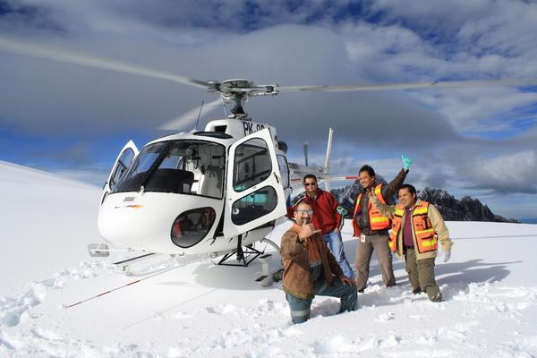 Mineserve employees on core sampling trip on the glacier